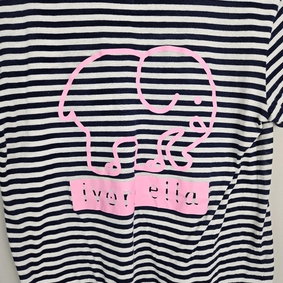 Ivory Ella Navy White Striped Short Sleeve Tee Small - Picture 6 of 7